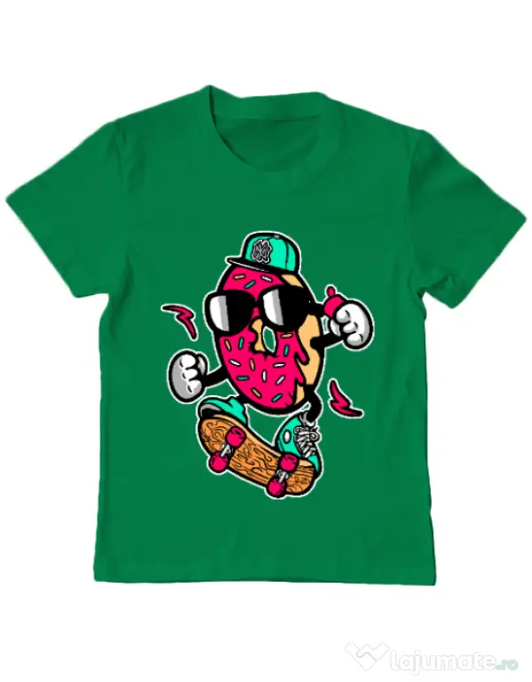 Tricou ADLER copil Donut skater Verde mediu