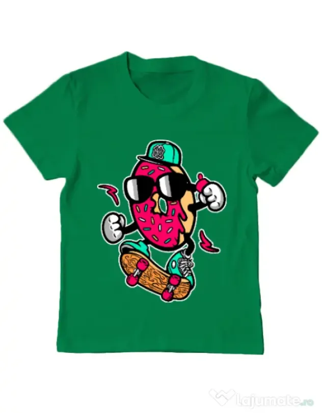 Tricou ADLER copil Donut skater Verde mediu