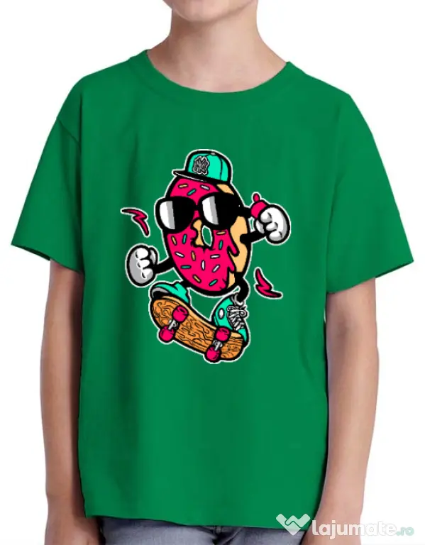 Tricou ADLER copil Donut skater Verde mediu