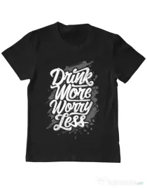 Tricou ADLER copil Drink more worry less Negru