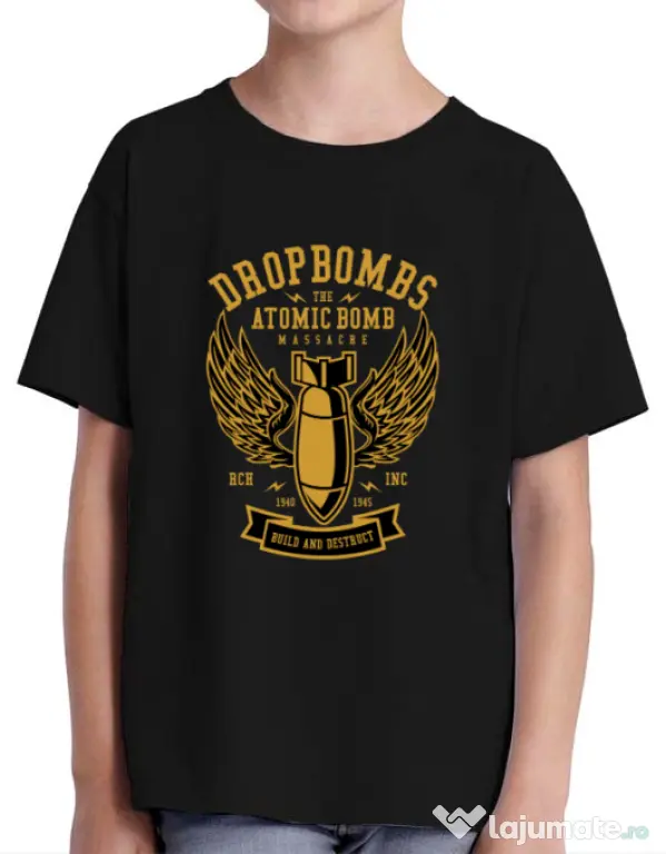Tricou ADLER copil Dropbombs Negru