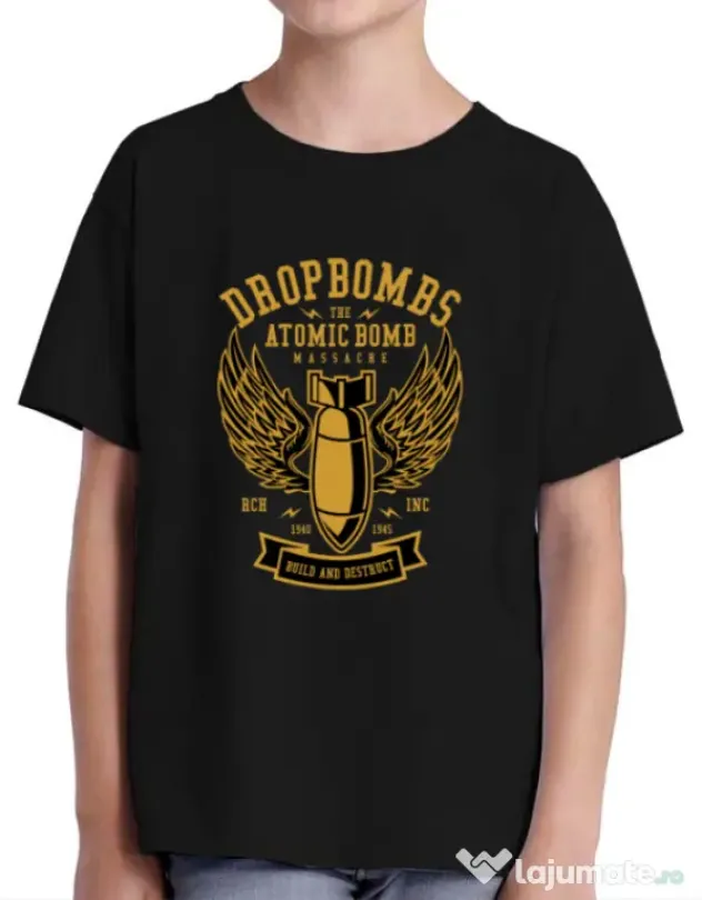 Tricou ADLER copil Dropbombs Negru