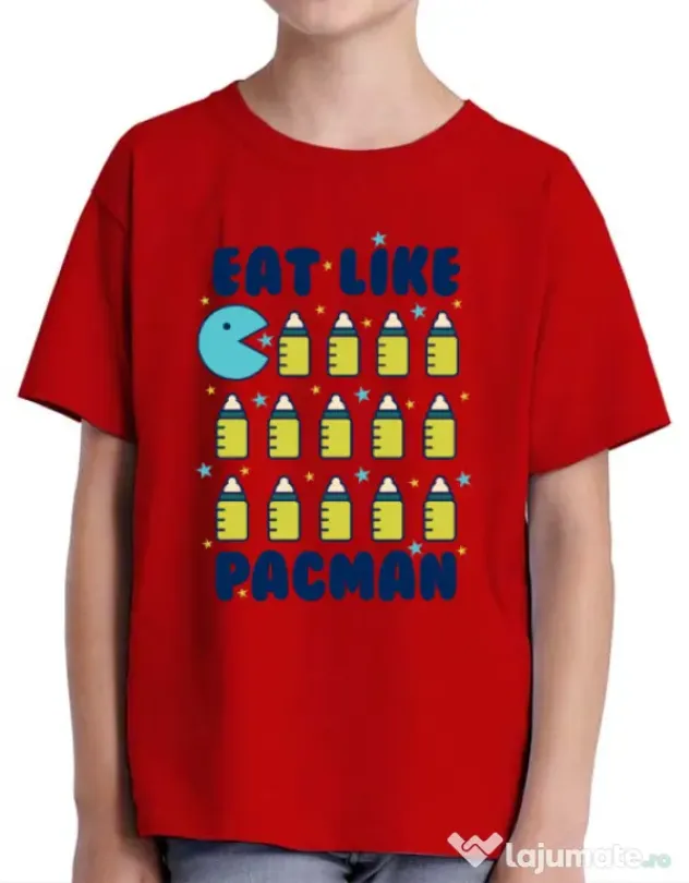 Tricou ADLER copil Eat Like Pacman Rosu