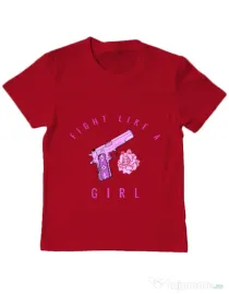 Tricou ADLER copil Fight like a girl Rosu