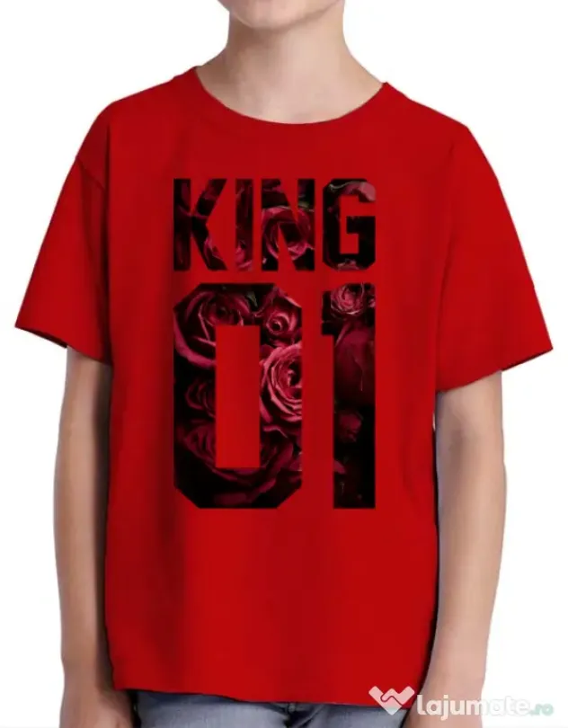 Tricou ADLER copil Flower king Rosu