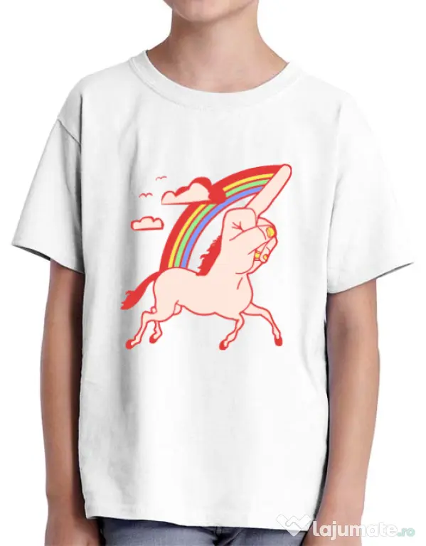 Tricou ADLER copil FUnicorn Alb