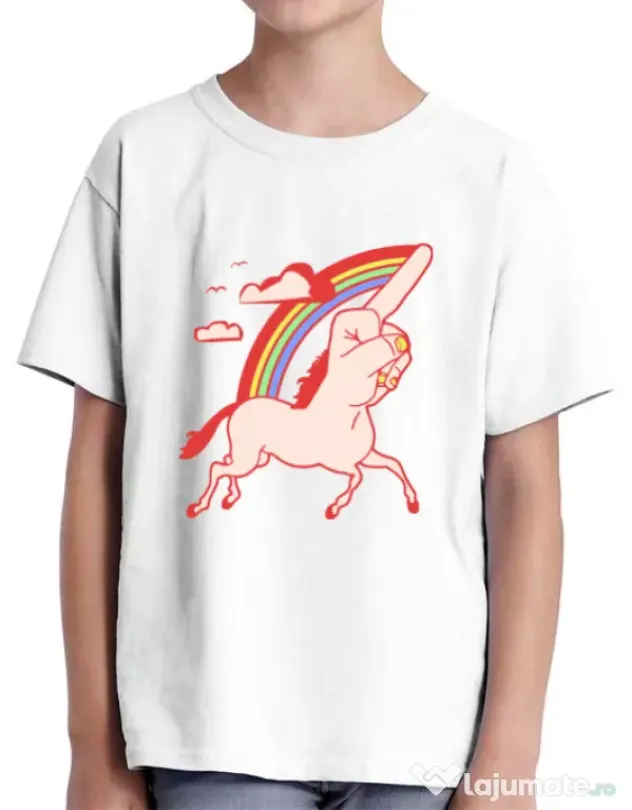 Tricou ADLER copil FUnicorn Alb
