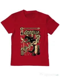 Tricou ADLER copil Godzilla Rosu