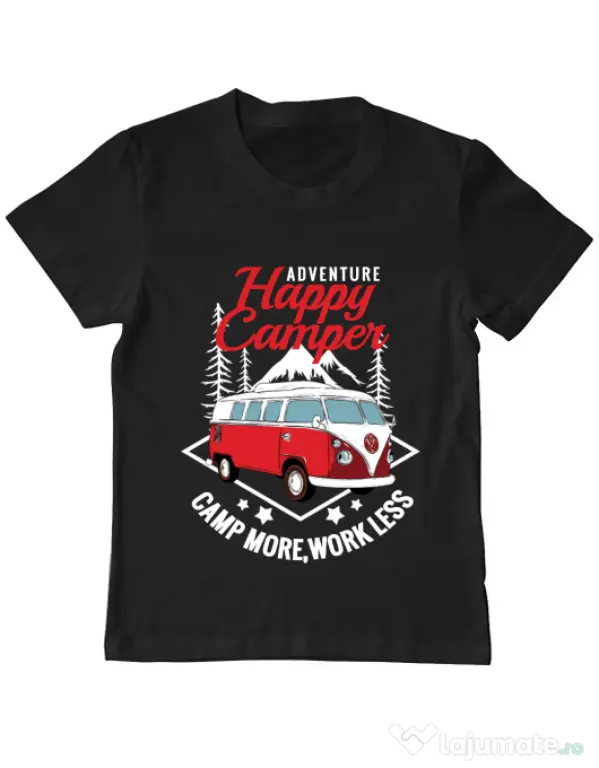 Tricou ADLER copil Happy Negru