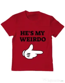Tricou ADLER copil He's my weirdo Rosu