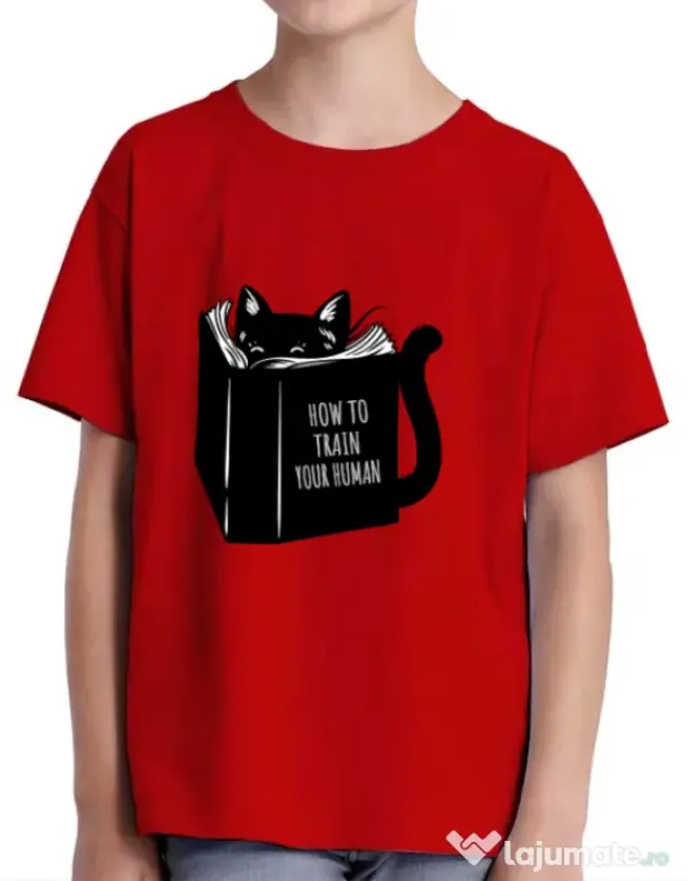 Tricou ADLER copil How to train your human Rosu