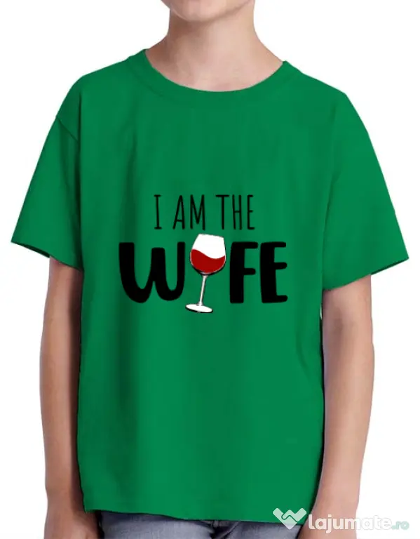 Tricou ADLER copil I am the wife Verde mediu