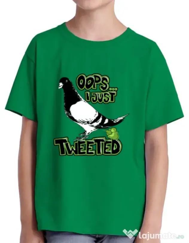 Tricou ADLER copil I just tweeted Verde mediu
