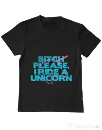 Tricou ADLER copil I ride a unicorn Negru