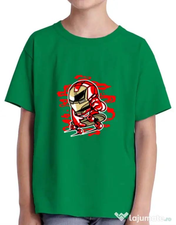 Tricou ADLER copil Iron Skate Verde mediu