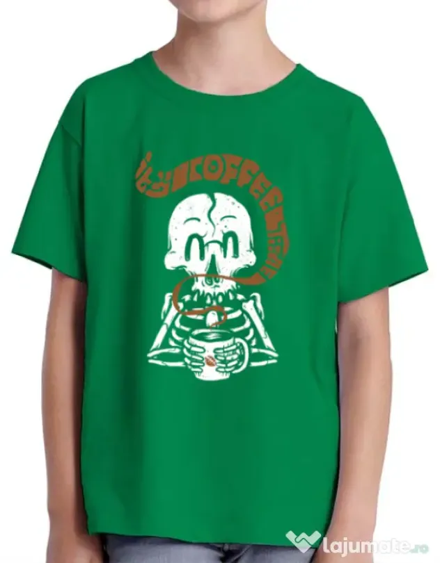 Tricou ADLER copil Its Coffee Time Verde mediu