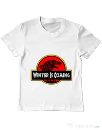 Tricou ADLER copil Jurassic winter Alb