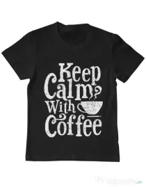 Tricou ADLER copil Keep Calm With Coffee Negru