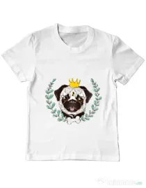 Tricou ADLER copil King Of Pug Alb