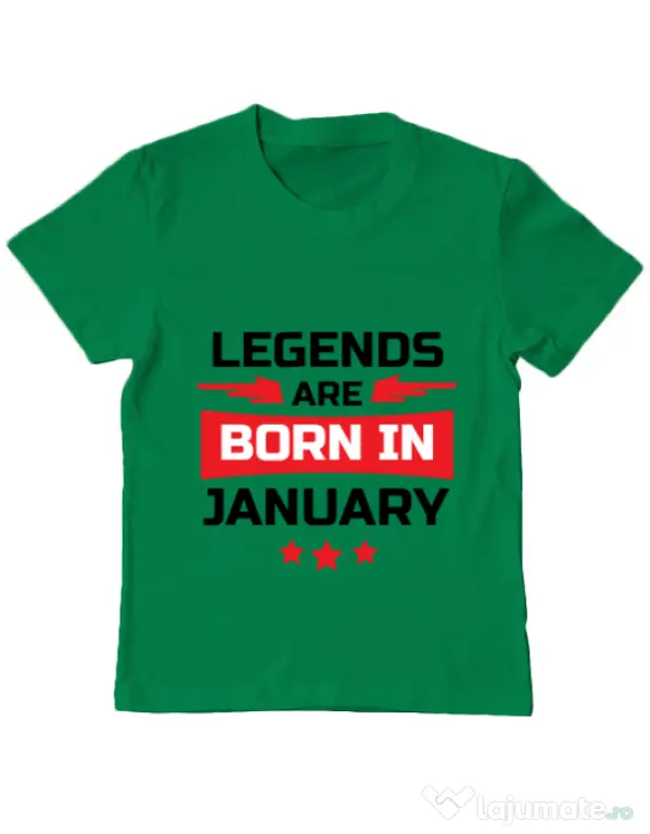 Tricou ADLER copil Legends are born in January Verde mediu
