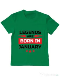 Tricou ADLER copil Legends are born in January Verde mediu