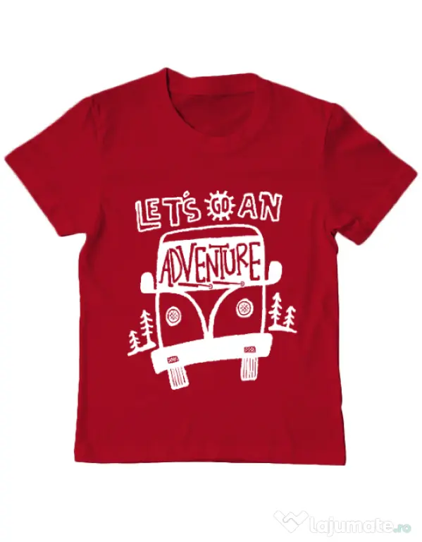 Tricou ADLER copil Lets Go an Adventure Rosu