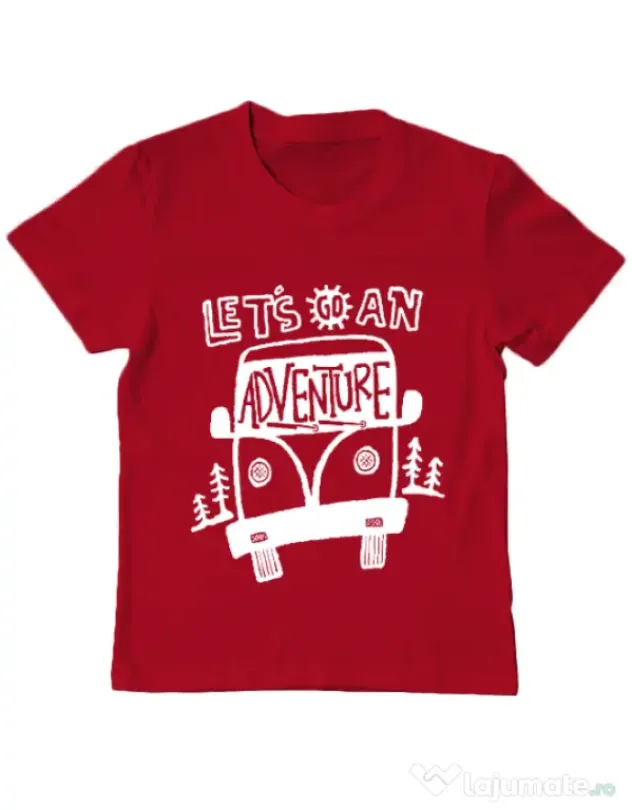 Tricou ADLER copil Lets Go an Adventure Rosu
