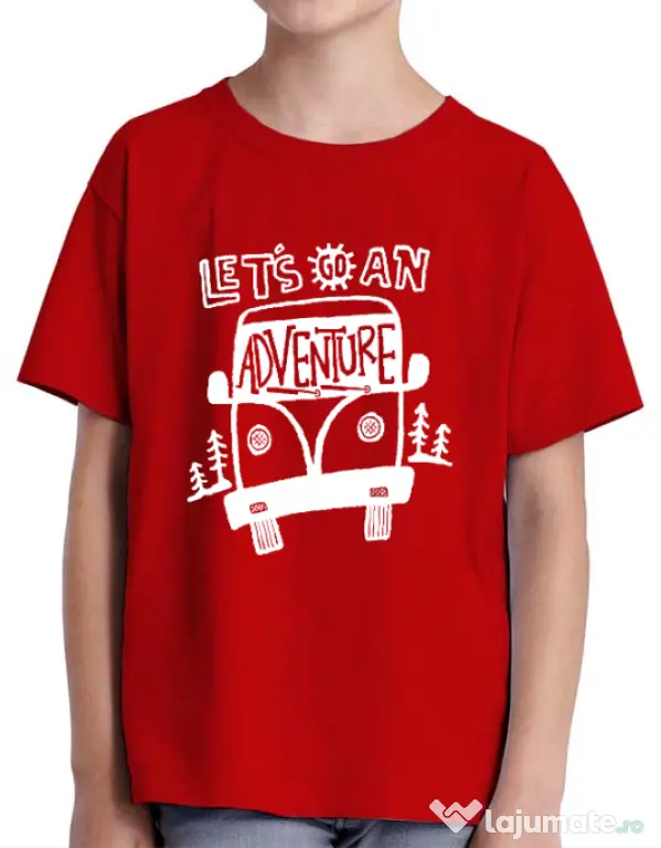 Tricou ADLER copil Lets Go an Adventure Rosu