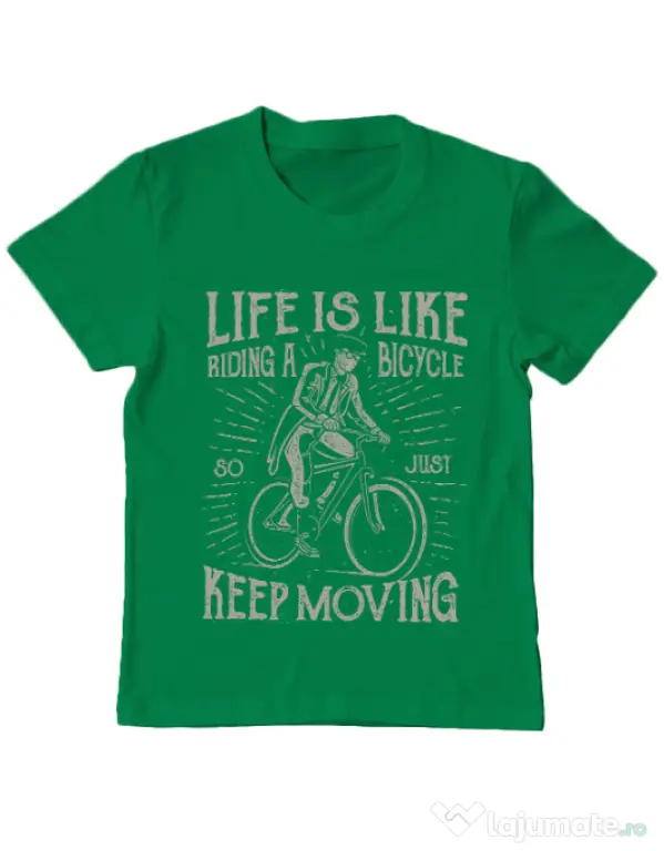 Tricou ADLER copil Life Is Like Riding A Bicycle Verde mediu