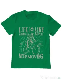 Tricou ADLER copil Life Is Like Riding A Bicycle Verde mediu