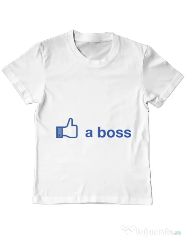 Tricou ADLER copil Like a boss Facebook Alb