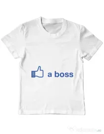 Tricou ADLER copil Like a boss Facebook Alb