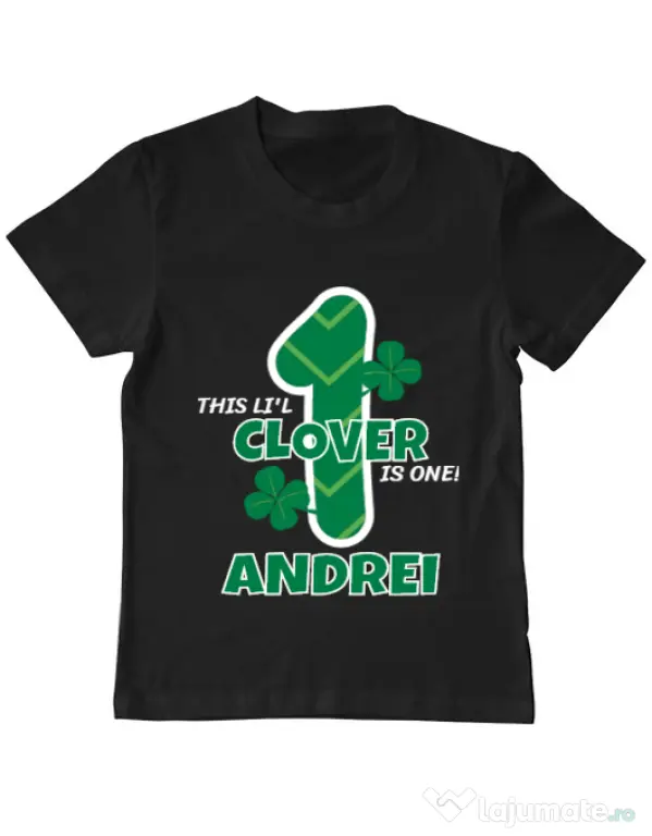Tricou ADLER copil Little clover Negru