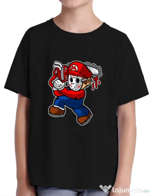 Tricou ADLER copil Mario Massacre Negru