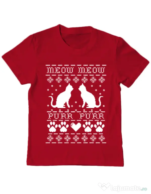 Tricou ADLER copil Meow purr Rosu