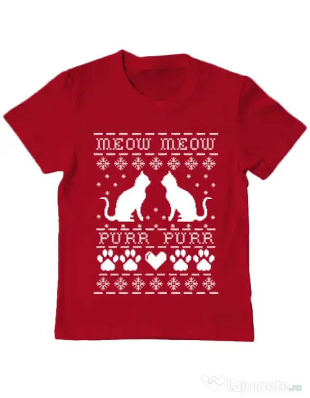 Tricou ADLER copil Meow purr Rosu