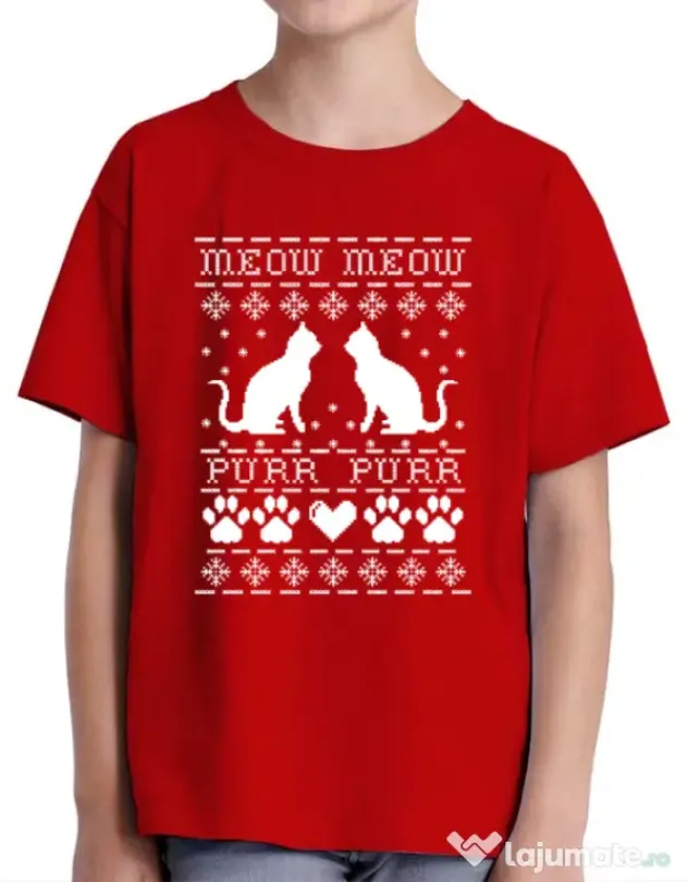 Tricou ADLER copil Meow purr Rosu