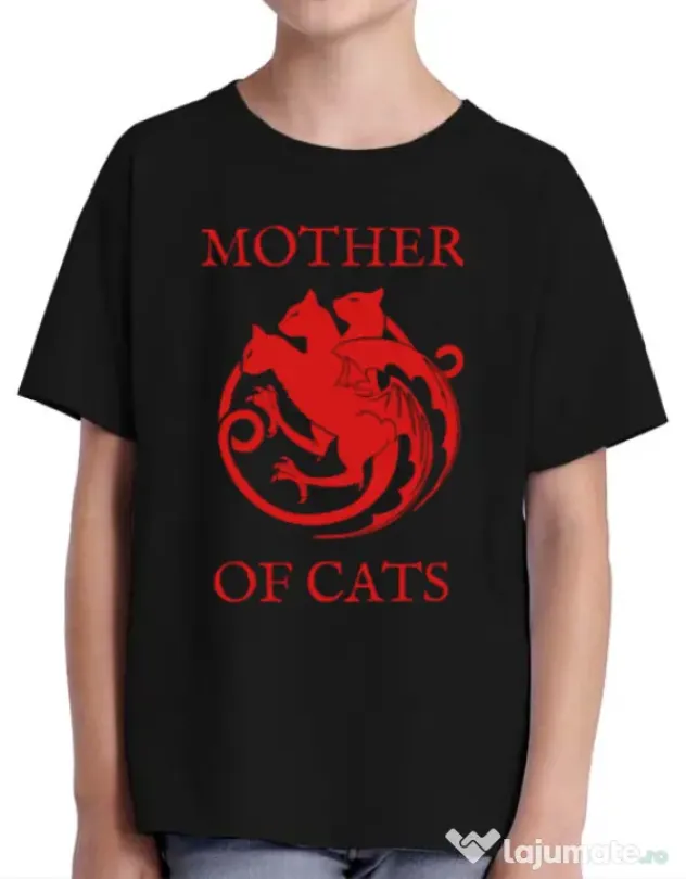 Tricou ADLER copil Mother of cats Negru