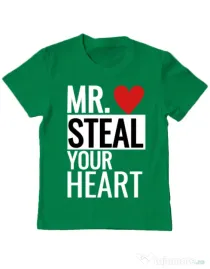 Tricou ADLER copil Mr. steal your heart Verde mediu