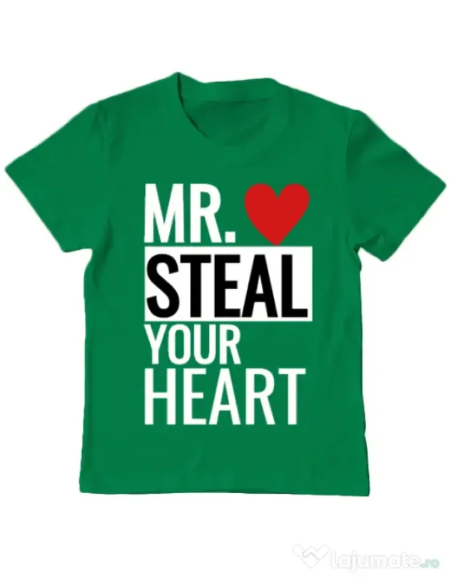 Tricou ADLER copil Mr. steal your heart Verde mediu