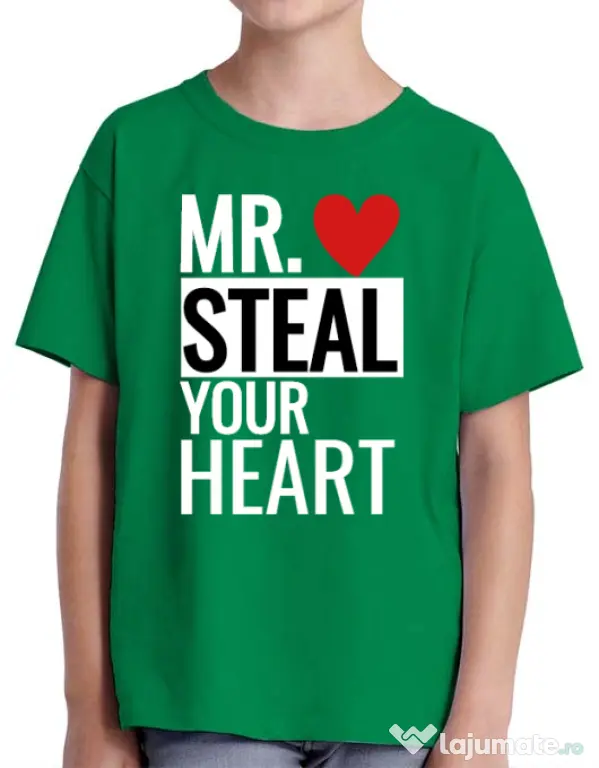 Tricou ADLER copil Mr. steal your heart Verde mediu
