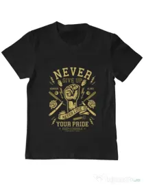 Tricou ADLER copil Never Give Up Negru