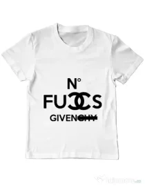 Tricou ADLER copil No fucks given Alb