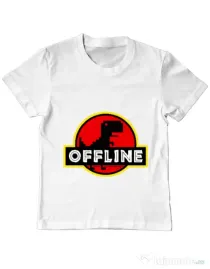 Tricou ADLER copil Offline Alb