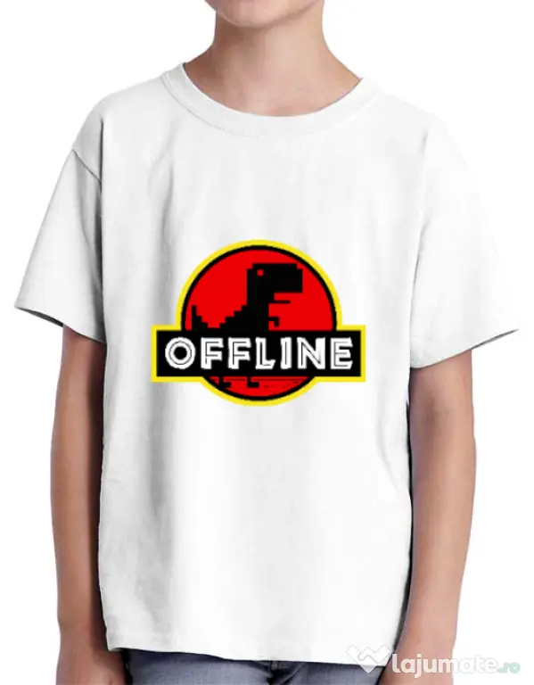 Tricou ADLER copil Offline Alb