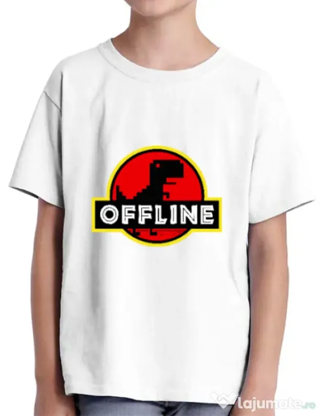 Tricou ADLER copil Offline Alb