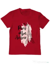 Tricou ADLER copil Paris mon amour Rosu