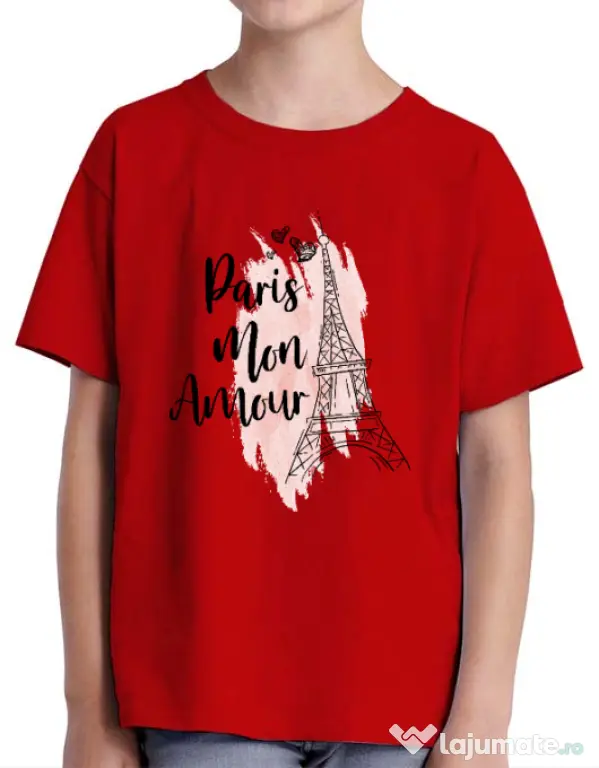 Tricou ADLER copil Paris mon amour Rosu