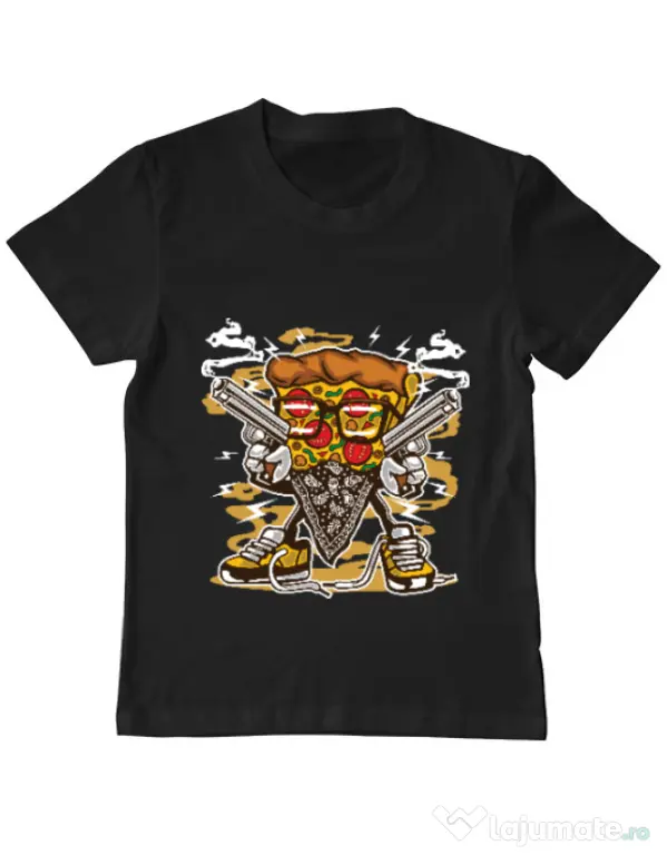 Tricou ADLER copil Pizza Gangster Negru