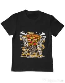 Tricou ADLER copil Pizza Gangster Negru